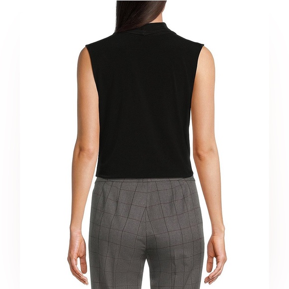 Calvin Klein Matte Jersey V-Neck Shoulder Pleat Sleeveless Top - Picture 2 of 8